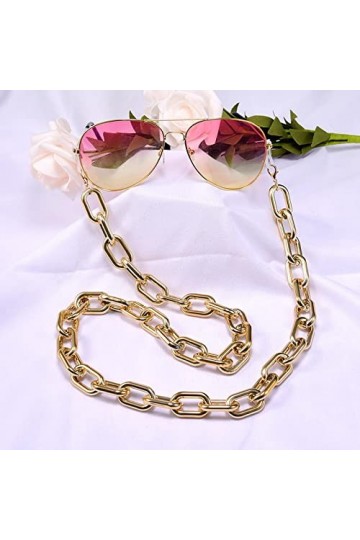 Chaînes À Lunettes Lunettes De Soleil Chaîne Cou Femmes Plaqué Or Acrylique Chic 72Cm Mode Antidérapant Lunettes De Lecture S