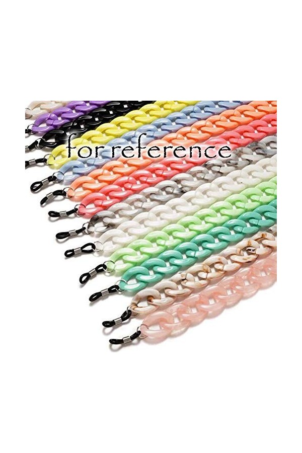 2 pièces rétro acrylique lunettes chaîne cordon large lunettes de soleil chaîne lunettes de lecture chaîne lunettes chaînes t