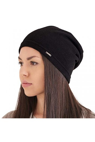 CHARM Automne Bonnet Femmes Chapeau Slouchy - Bonnet Léger Tricot Homme Hipster Mode Coréenne Noir