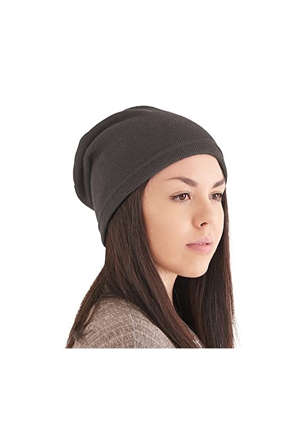 CHARM Automne Bonnet Femmes Chapeau Slouchy - Bonnet Léger Tricot Homme Hipster Mode Coréenne Noir