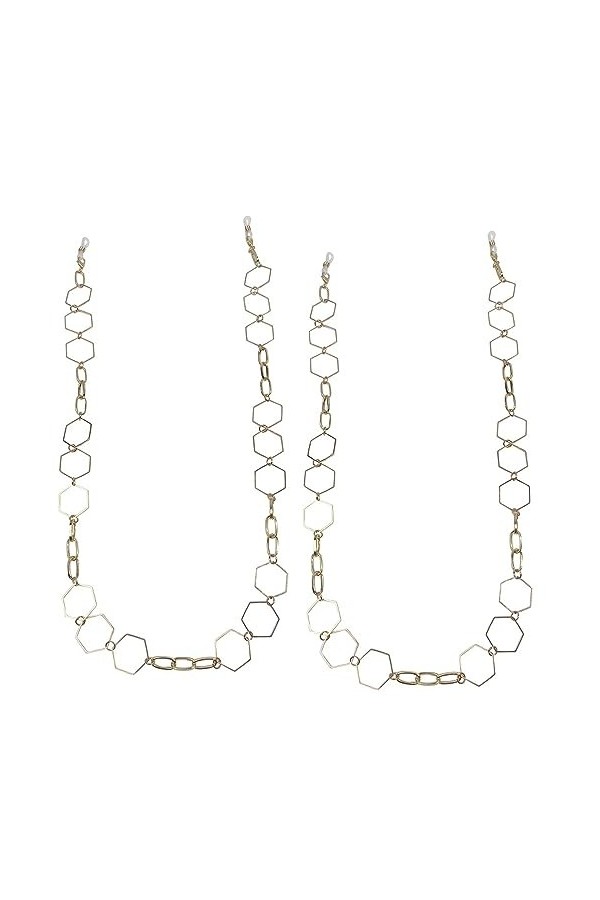 LEFEDA Lot de 2 chaînes de lunettes en métal antidérapant pour collier de lunettes de soleil pour femme, sans couleur, taille