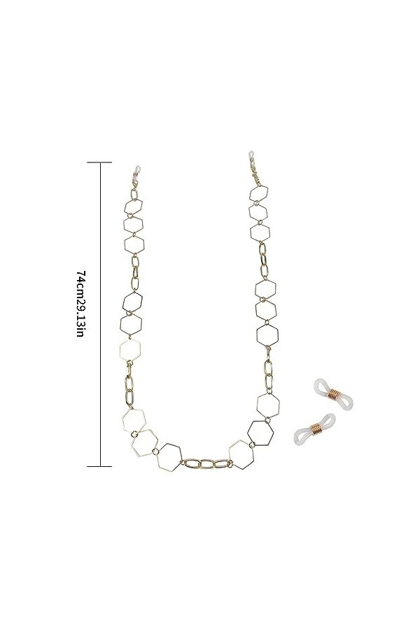 LEFEDA Lot de 2 chaînes de lunettes en métal antidérapant pour collier de lunettes de soleil pour femme, sans couleur, taille