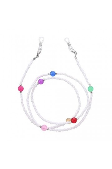 Chaîne De Lunettes Chaîne De Lunettes En Perles Blanches Pour Femmes, 5 Pièces, Perles Rondes Colorées En Acrylique, Accessoi