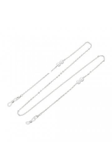 Chaîne De Lunettes Chaîne De Lunettes En Métal, Accessoires Délicats, Chaîne De Perles, Argent, 5 Pièces
