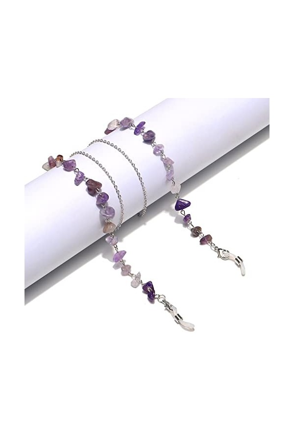 Pierre Naturelle Cristal À La Main Verre Chaîne Masques Suspendus Corde Femmes Hommes Rétro Améthyste Turquoise Lunettes De S