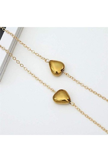 YANJ Chaîne de Lunettes Chaîne de Lunettes Sangle de chaîne de pêche dorée Chaîne de Lunettes en Cristal de Coeur de pêche Ch