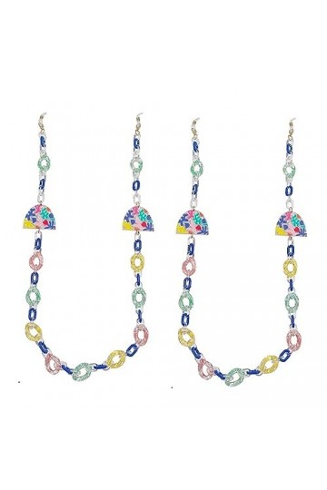 Lot de 2 chaînes de lunettes colorées en acrylique pour femme, support de lunettes, support de masque, miroir de lecture, col