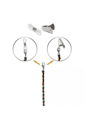 LEFEDA Lot de 2 colliers de lunettes tressés antidérapants pour lunettes de soleil - Pour homme et femme, sans couleur, taill