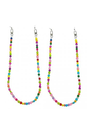 Lot de 2 sangles de lunettes colorées pour femme - Chaîne de lunettes - Support de masque de lecture - Miroir de lecture - Co