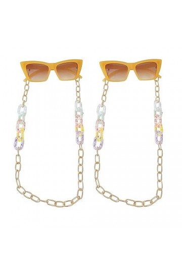 Lot de 2 sangles de lunettes colorées en acrylique - Chaîne de lunettes de soleil pour femme - Antidérapante, sans couleur, t