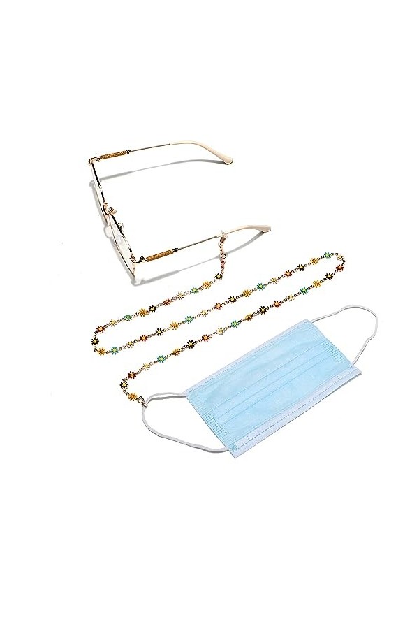 HczIon Chaîne Lunettes 2 Morceaux De Cordon De Lunettes En Métal,Chaîne De Lunettes Pendentif Couleur Or,Chaîne De Masque