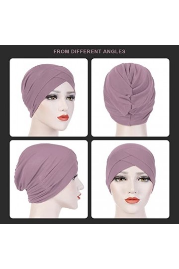 ECSiNG 2pcs Casquette Turban Bonnet de Sommeil Bandeau Chapeau Doux Élastique Mode pour Femmes Perte de Cheveux Bouclés Cheve