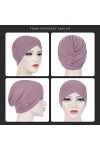 ECSiNG 2pcs Casquette Turban Bonnet de Sommeil Bandeau Chapeau Doux Élastique Mode pour Femmes Perte de Cheveux Bouclés Cheve