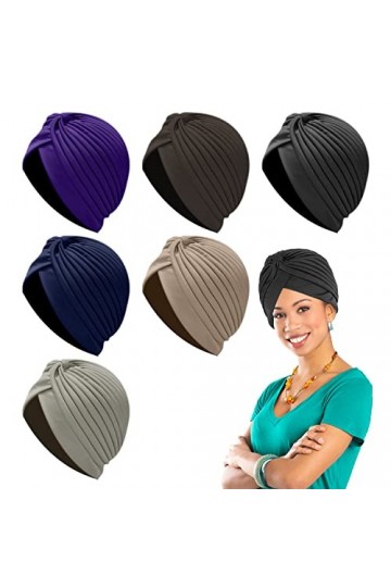 PFLYPF 6pcs Bonnets rayés, Bonnets à Volants, réglables, pour Accessoire de Mode, Garder Votre Coiffure, Bonnet de Nuit, Gard