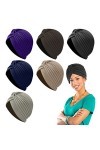 PFLYPF 6pcs Bonnets rayés, Bonnets à Volants, réglables, pour Accessoire de Mode, Garder Votre Coiffure, Bonnet de Nuit, Gard