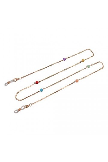 Chaîne De Lunettes Chaîne De Lunettes En Perles De Riz Colorées Pour Femmes, 5 Pièces, Accessoires De Masque, Doré