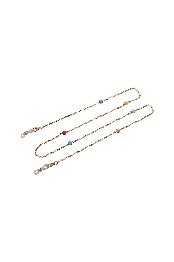 Chaîne De Lunettes Chaîne De Lunettes En Perles De Riz Colorées Pour Femmes, 5 Pièces, Accessoires De Masque, Doré