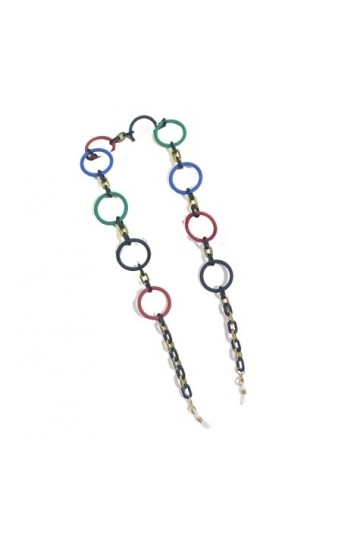 Lot de 2 sangles de lunettes colorées en acrylique pour femme, support de lunettes, support de masque, miroir de lecture, col