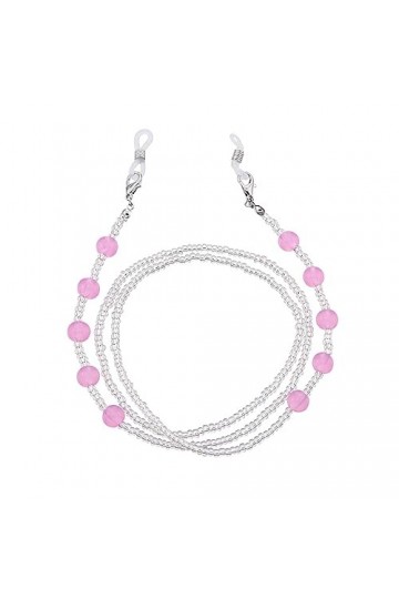 Chaîne De Lunettes Chaîne De Lunettes En Perles Acryliques Roses Pour Femmes, 5 Pièces, Perles Transparentes, Accessoires De 