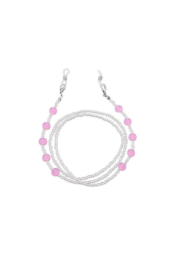 Chaîne De Lunettes Chaîne De Lunettes En Perles Acryliques Roses Pour Femmes, 5 Pièces, Perles Transparentes, Accessoires De 