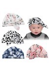 Zerodis Chapeau noué pour Enfants, 4 pièces Doux bébé Enfant en Bas âge Chapeau à la Mode Confortable Casquette pour Enfants 