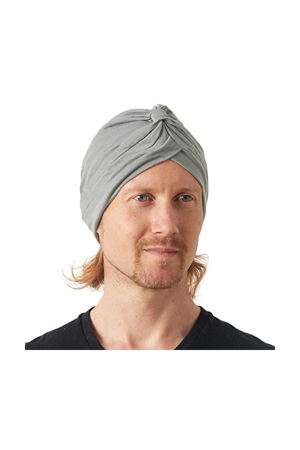 CHARM Turban Mode en Coton pour Femme - Bonnet DÉté Cheveux Chimio Colouer Unie Gris