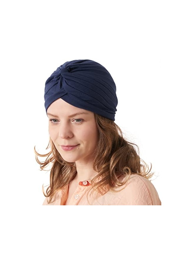CHARM Turban Mode en Coton pour Femme - Bonnet DÉté Cheveux Chimio Colouer Unie Gris