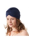 CHARM Turban Mode en Coton pour Femme - Bonnet DÉté Cheveux Chimio Colouer Unie Gris