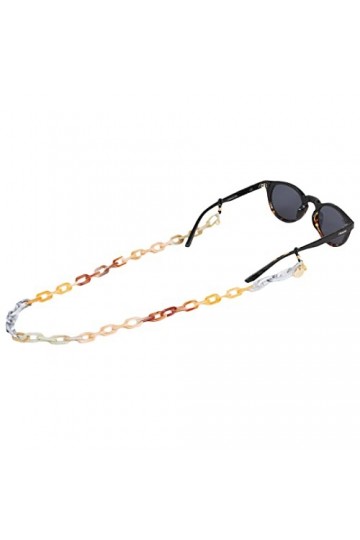 HOOK Cordon à lunettes unisexe – Chaîne à maillons rectangulaires Tie Dye Natural – Cordon pour lunettes de soleil ou à voir 