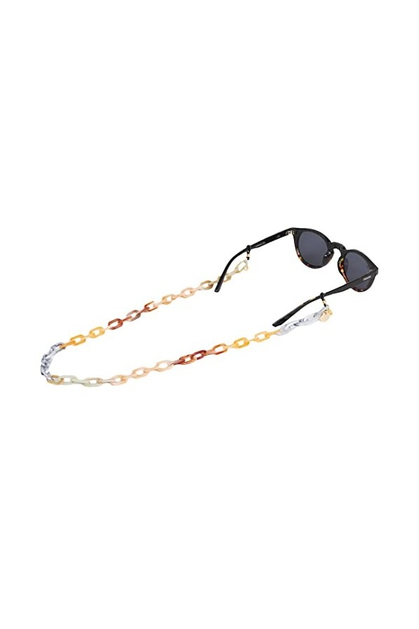 HOOK Cordon à lunettes unisexe – Chaîne à maillons rectangulaires Tie Dye Natural – Cordon pour lunettes de soleil ou à voir 