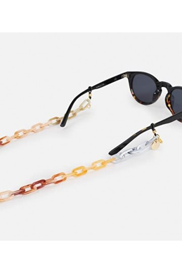 HOOK Cordon à lunettes unisexe – Chaîne à maillons rectangulaires Tie Dye Natural – Cordon pour lunettes de soleil ou à voir 