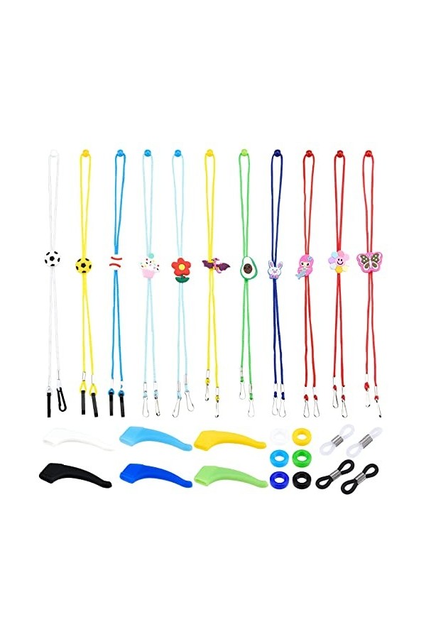 nbeads 13 Pcs Cordons de Lunettes Kit, Corde de Lunettes de Sécurité Réglable avec 40 Porte-Lunettes et 12 Paires de Lunettes