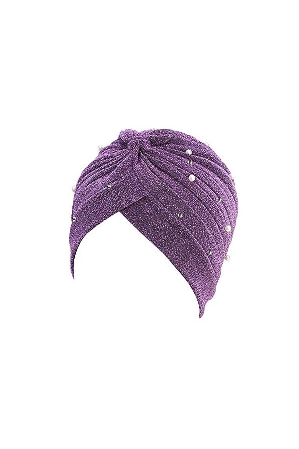 MoreChioce Turban Femme Mode,Musulman Bonnet Strass Cheveux Bandeau Chimio Chapeau Casquette Hat,Bleu Royal