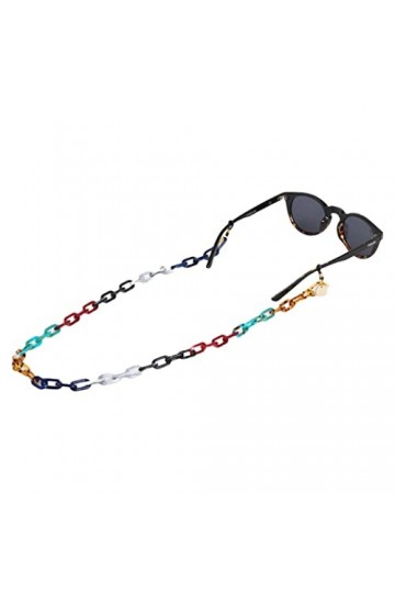 HOOK Cordon à lunettes unisexe – Chaîne à maillons rectangulaires Tie Dye Contraste – Cordon pour lunettes de soleil ou à voi