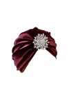 MoreChioce Turban Femme Mode,Chapeau Bonnet avec Cristal 1920 Hijab Casquette Stretch Strass Indienne Headwrap Musulman Banda