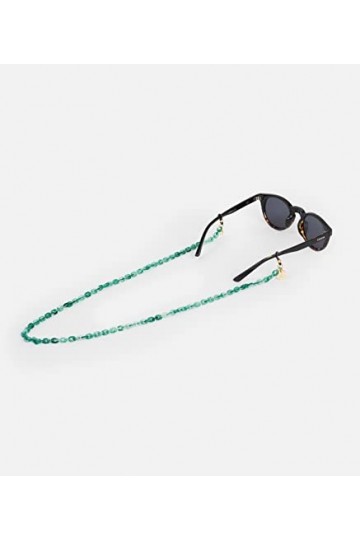 HOOK Cordon à lunettes unisexe – Chaîne à maillons rectangulaires petits verts – Cordon pour lunettes de soleil ou à voir – 6
