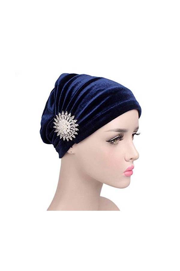 MoreChioce Turban Femme Mode,Chapeau Bonnet avec Cristal 1920 Hijab Casquette Stretch Strass Indienne Headwrap Musulman Banda