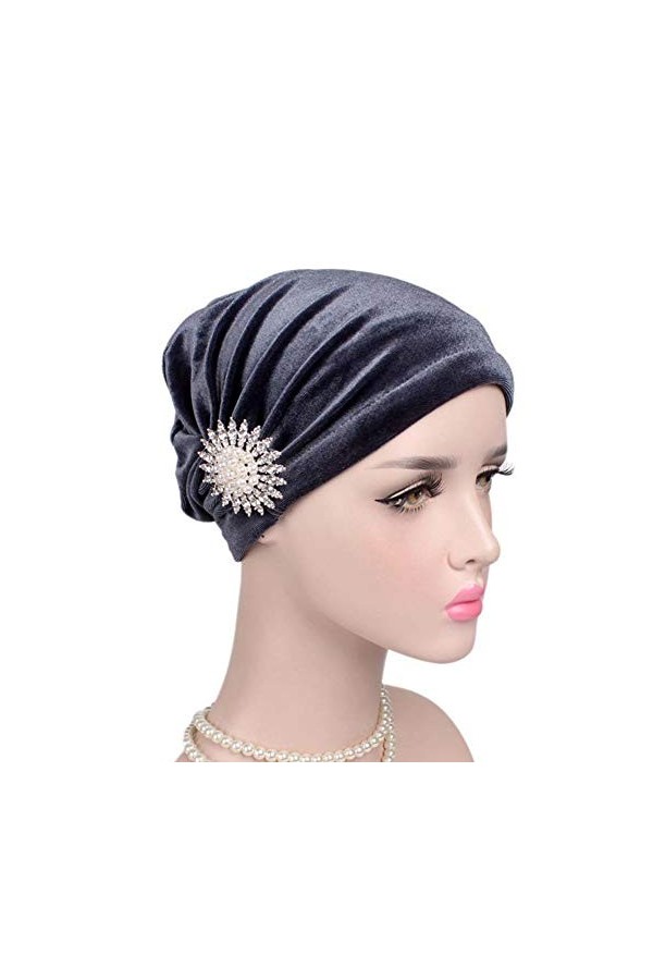 MoreChioce Turban Femme Mode,Chapeau Bonnet avec Cristal 1920 Hijab Casquette Stretch Strass Indienne Headwrap Musulman Banda
