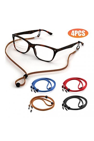 BELLAY 4 Pcs/Lot réglable Bracelet en Cuir Lunettes Sangle Cou Cordon Lunettes chaîne Lunettes de Soleil Lunettes Corde laniè