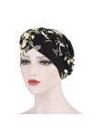 Bonnet en Coton pour Chimio, Chapeau Turban de Mode Fleur pour Femme Bonnet Écharpe de Tête Turban Bohème Bonnet Noué Élastiq