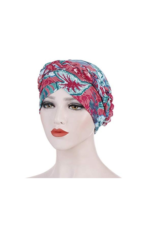 Bonnet en Coton pour Chimio, Chapeau Turban de Mode Fleur pour Femme Bonnet Écharpe de Tête Turban Bohème Bonnet Noué Élastiq