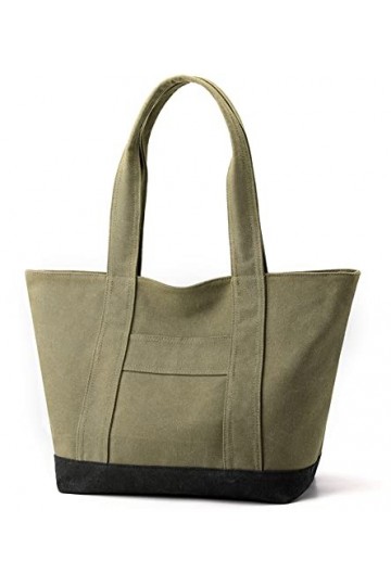 zhongningyifeng Sac fourre-tout en toile pour femme A4 de grande capacité avec fermeture éclair à bandoulière pour shopping, 