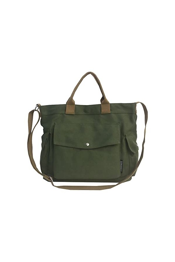 DKIIL NOIYB Sac fourre-tout en toile pour femme - 35,6 cm - Grand sac fourre-tout à bandoulière avec plusieurs poches en toil