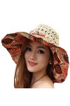 TININNA Mode Bohemia Floral Chapeau de Paille Bord Large Plage Capeline Anti-UV Casquette De Soleil Pare-Soleil Hat pour Femm