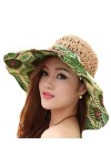 TININNA Mode Bohemia Floral Chapeau de Paille Bord Large Plage Capeline Anti-UV Casquette De Soleil Pare-Soleil Hat pour Femm
