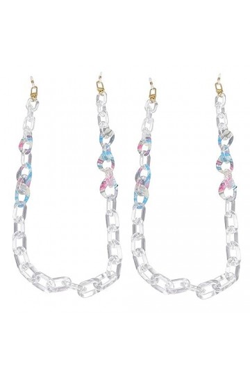 Lot de 2 sangles de lunettes de soleil fixes, en acrylique coloré, antidérapantes, anti-perte, sans couleur, taille unique