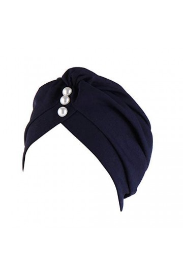 TININNA Bonnet Turban Femme Front Croisé Stretch en Coton et Bambou avec Perle Bonnet de Nuit Chapeaux Bandeau Chimio Mode Mu