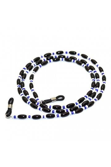 Rétro noir bleu blanc perles acryliques lunettes porte-chaîne lunettes de lecture chaîne lunettes chaîne cordon