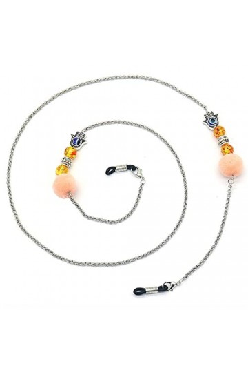 CuteyRain Chaine Lunettes, Crystal Peluche Perles Tassel Link Chaîne Lunettes Visage Masque Chaînes de Masque Lunettes Lunett