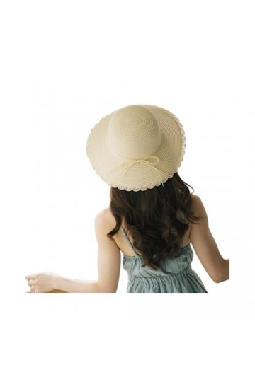 Femme Mode Chapeau de Paille Panama Pliable Chapeau de Soleil de Printemps-été Protection Solaire UPF 50+ Capeline Plage Larg